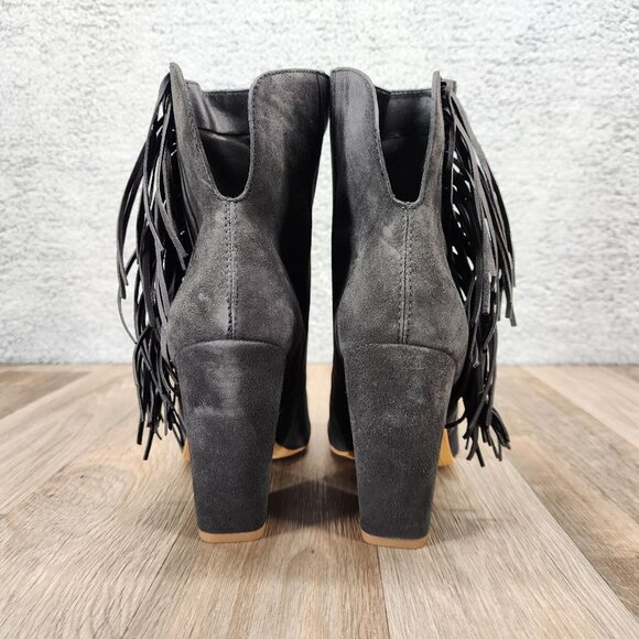 Dolce Vita Gray Ankle Boots with Fringe - Picture 6 of 12